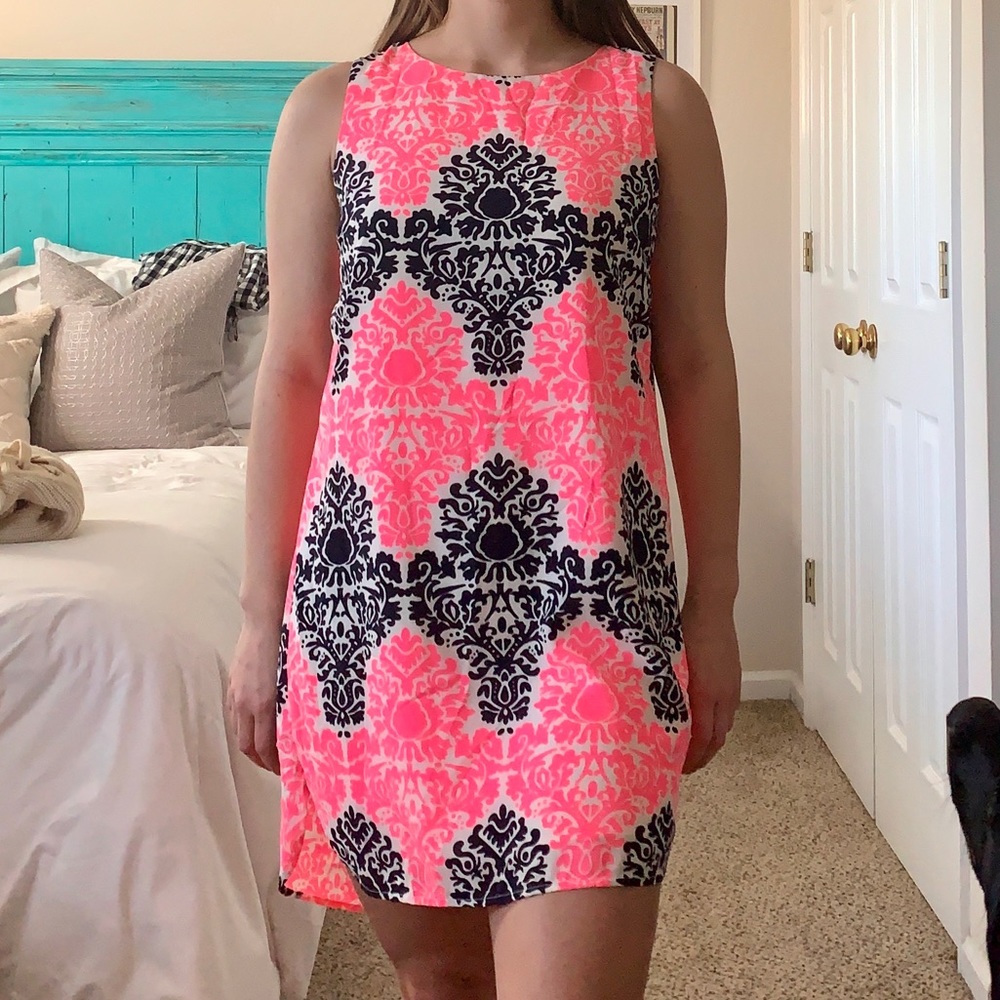 Monteau brand neon damask pattern dress